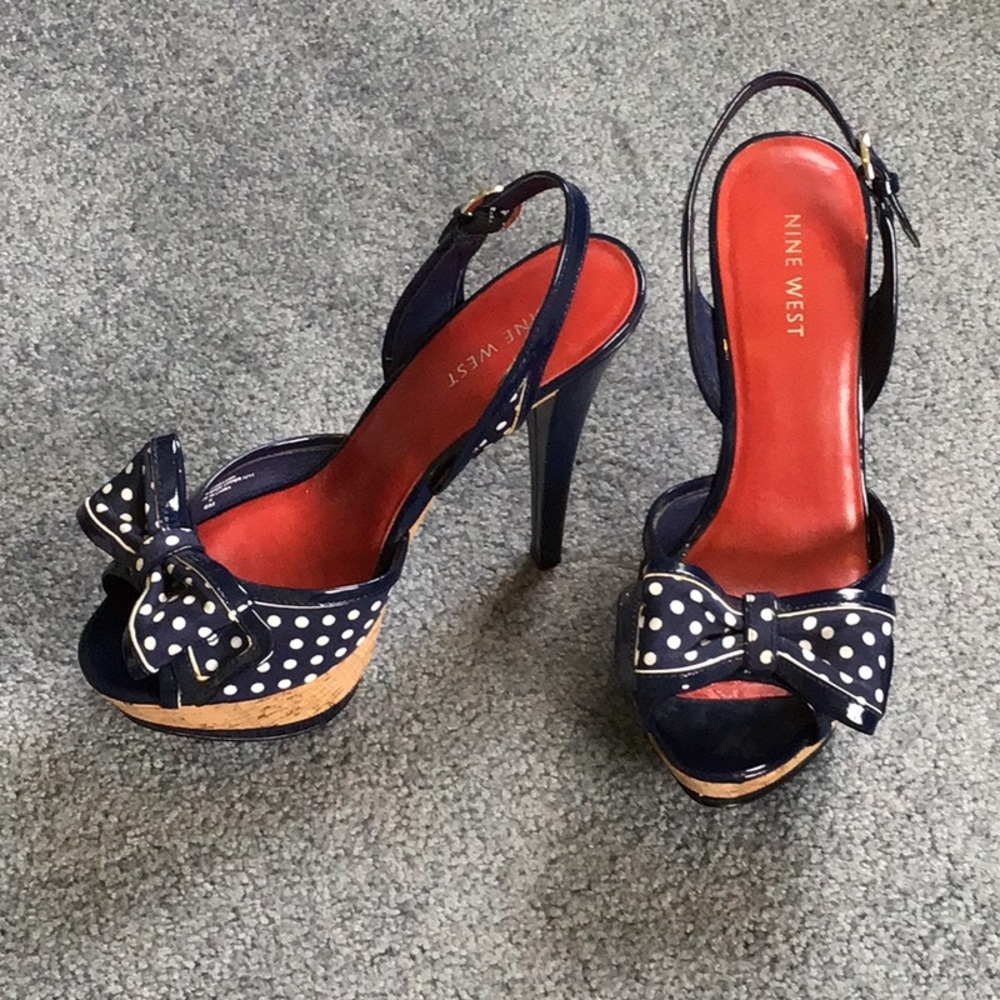 Nine West polka dot heels. Size 6